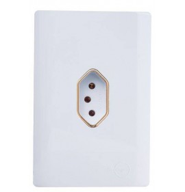 Conjunto Tomada Vertical 20A 4x2 - Novara Branco Brilhante Gold